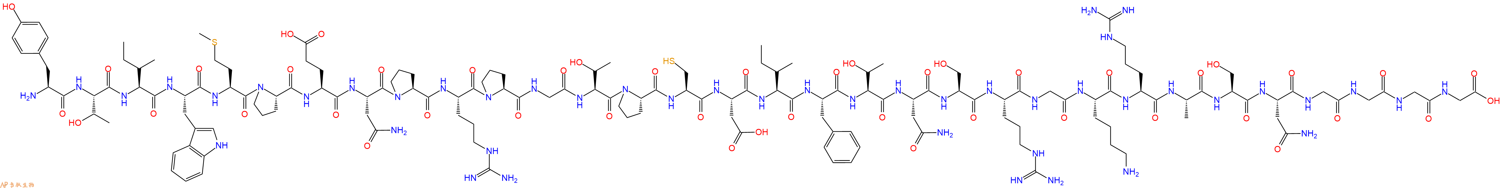 专肽生物产品H2N-Tyr-Thr-Ile-Trp-Met-Pro-Glu-Asn-Pro-Arg-Pro-Gly-Thr-Pro-Cys-Asp-Ile-Phe-Thr-Asn-Ser-Arg-Gly-Lys-Arg-Ala-Ser-Asn-Gly-Gly-Gly-Gly-COOH