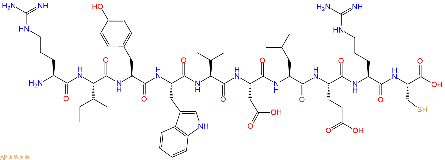 专肽生物产品H2N-Arg-Ile-Tyr-Trp-Val-Asp-Leu-Glu-Arg-Cys-COOH