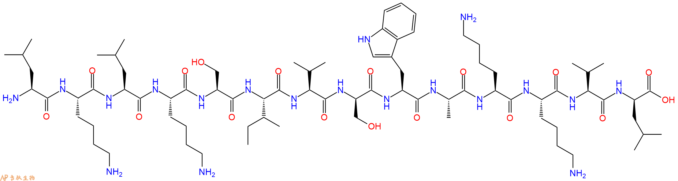 专肽生物产品H2N-Leu-Lys-Leu-Lys-Ser-Ile-Val-DSer-Trp-Ala-Lys-Lys-Val-DLeu-COOH