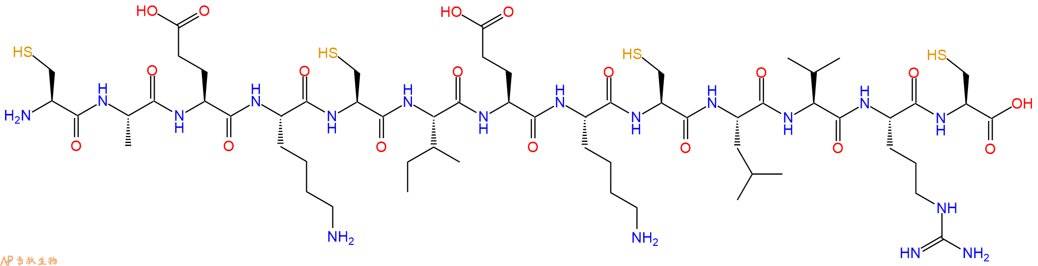 专肽生物产品H2N-Cys-Ala-Glu-Lys-Cys-Ile-Glu-Lys-Cys-Leu-Val-Arg-Cys-COOH