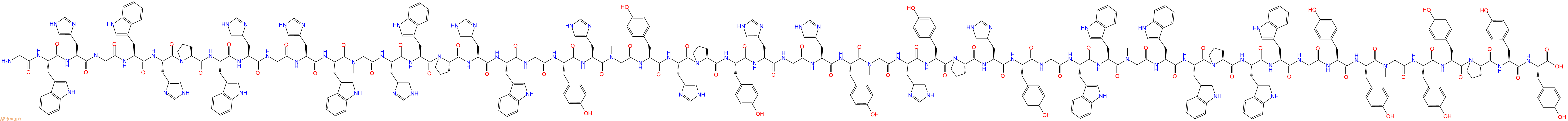 专肽生物产品H2N-Gly-Trp-His-Sar-Trp-His-Pro-Trp-His-Gly-His-Trp-Sar-His-Trp-Pro-His-Trp-Gly-Tyr-His-Sar-Tyr-His-Pro-Tyr-His-Gly-His-Tyr-Sar-His-Tyr-Pro-His-Tyr-Gly-Trp-Trp-Sar-Trp-Trp-Pro-Trp-Trp-Gly-Tyr-Tyr-Sar-Tyr-Tyr-Pro-Tyr-Tyr-COOH