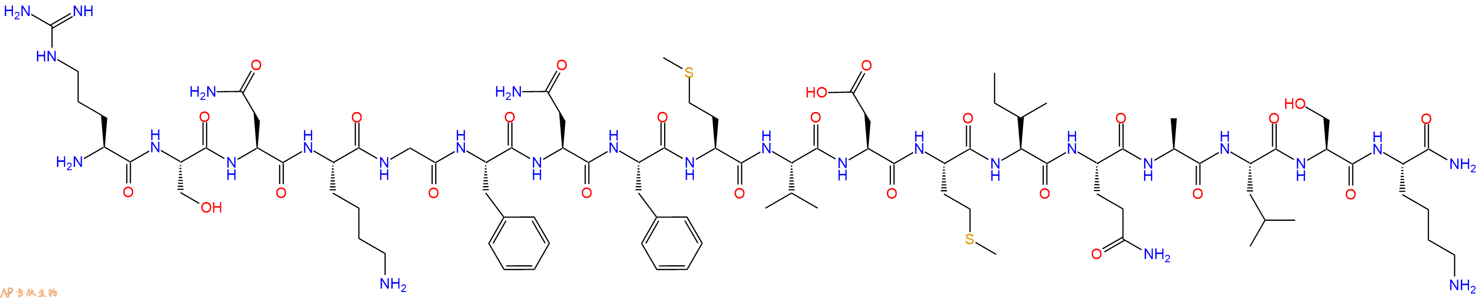 专肽生物产品H2N-Arg-Ser-Asn-Lys-Gly-Phe-Asn-Phe-Met-Val-Asp-Met-Ile-Gln-Ala-Leu-Ser-Lys-NH2