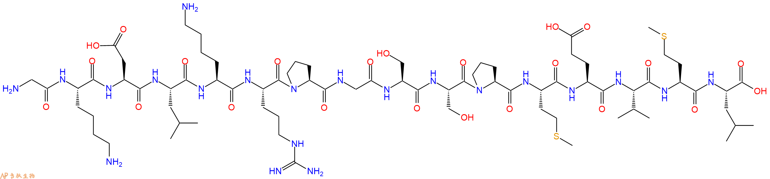 专肽生物产品H2N-Gly-Lys-Asp-Leu-Lys-Arg-Pro-Gly-Ser-Ser-Pro-Met-Glu-Val-Met-Leu-COOH