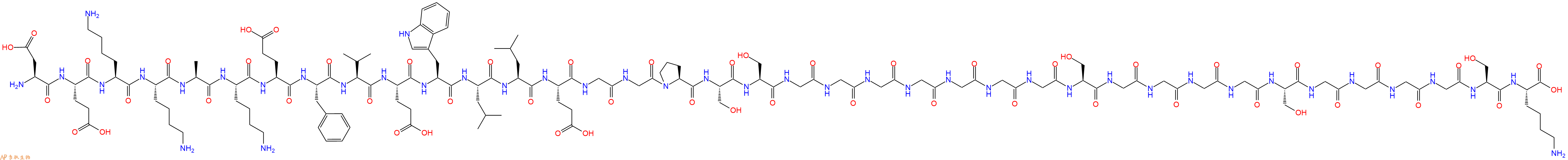 专肽生物产品H2N-Asp-Glu-Lys-Lys-Ala-Lys-Glu-Phe-Val-Glu-Trp-Leu-Leu-Glu-Gly-Gly-Pro-Ser-Ser-Gly-Gly-Gly-Gly-Gly-Gly-Gly-Ser-Gly-Gly-Gly-Gly-Ser-Gly-Gly-Gly-Gly-Ser-Lys-COOH