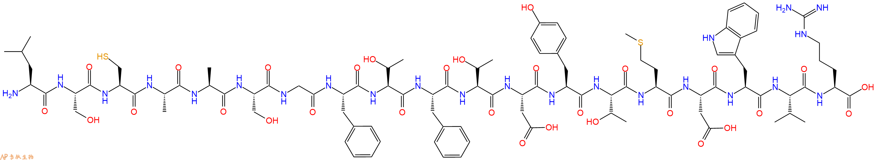 专肽生物产品H2N-Leu-Ser-Cys-Ala-Ala-Ser-Gly-Phe-Thr-Phe-Thr-Asp-Tyr-Thr-Met-Asp-Trp-Val-Arg-COOH
