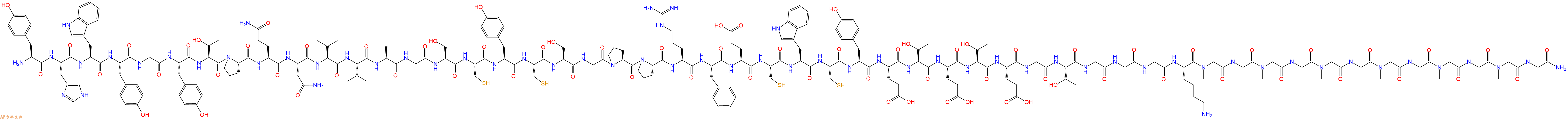 专肽生物产品H2N-Tyr-His-Trp-Tyr-Gly-Tyr-Thr-Pro-Gln-Asn-Val-Ile-Ala-Gly-Ser-Cys-Tyr-Cys-Ser-Gly-Pro-Pro-Arg-Phe-Glu-Cys-Trp-Cys-Tyr-Glu-Thr-Glu-Thr-Glu-Gly-Thr-Gly-Gly-Gly-Lys-Sar-Sar-Sar-Sar-Sar-Sar-Sar-Sar-Sar-Sar-Sar-Sar-NH2