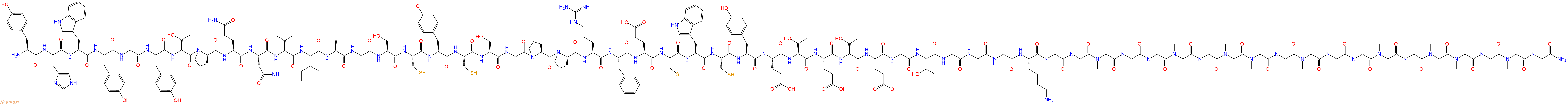 专肽生物产品H2N-Tyr-His-Trp-Tyr-Gly-Tyr-Thr-Pro-Gln-Asn-Val-Ile-Ala-Gly-Ser-Cys-Tyr-Cys-Ser-Gly-Pro-Pro-Arg-Phe-Glu-Cys-Trp-Cys-Tyr-Glu-Thr-Glu-Thr-Glu-Gly-Thr-Gly-Gly-Gly-Lys-Sar-Sar-Sar-Sar-Sar-Sar-Sar-Sar-Sar-Sar-Sar-Sar-Sar-Sar-Sar-Sar-Sar-Sar-Sar-Sar-NH2