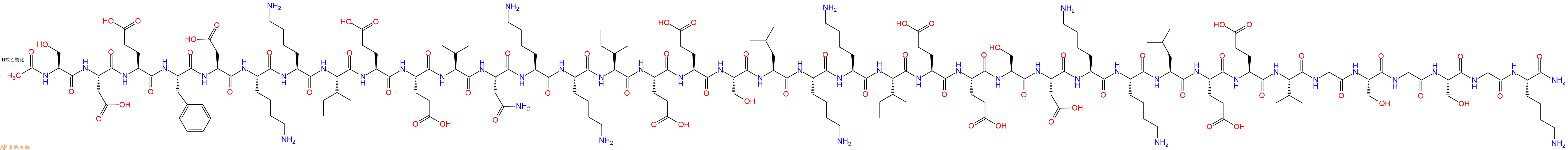 专肽生物产品Ac-Ser-Asp-Glu-Phe-Asp-Lys-Lys-Ile-Glu-Glu-Val-Asn-Lys-Lys-Ile-Glu-Glu-Ser-Leu-Lys-Lys-Ile-Glu-Glu-Ser-Asp-Lys-Lys-Leu-Glu-Glu-Val-Gly-Ser-Gly-Ser-Gly-Lys-NH2