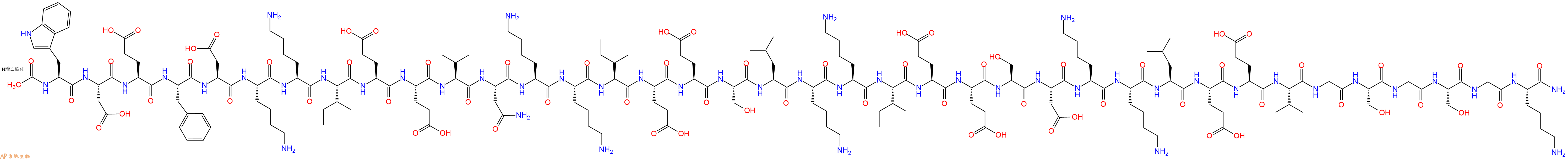 专肽生物产品Ac-Trp-Asp-Glu-Phe-Asp-Lys-Lys-Ile-Glu-Glu-Val-Asn-Lys-Lys-Ile-Glu-Glu-Ser-Leu-Lys-Lys-Ile-Glu-Glu-Ser-Asp-Lys-Lys-Leu-Glu-Glu-Val-Gly-Ser-Gly-Ser-Gly-Lys-NH2