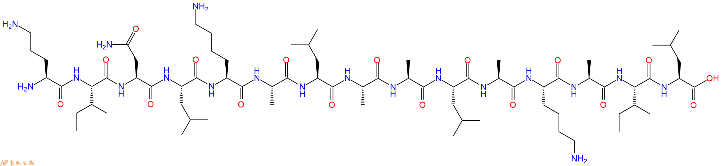 专肽生物产品H2N-Orn-Ile-Asn-Leu-Lys-Ala-Leu-Ala-Ala-Leu-Ala-Lys-Ala-Ile-Leu-COOH