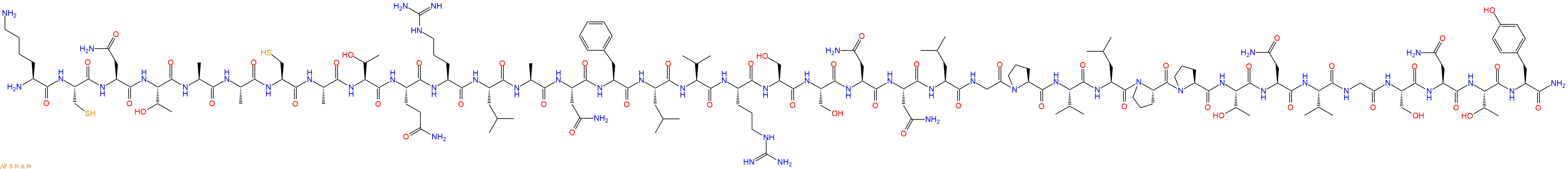 专肽生物产品H2N-Lys-Cys-Asn-Thr-Ala-Ala-Cys-Ala-Thr-Gln-Arg-Leu-Ala-Asn-Phe-Leu-Val-Arg-Ser-Ser-Asn-Asn-Leu-Gly-Pro-Val-Leu-Pro-Pro-Thr-Asn-Val-Gly-Ser-Asn-Thr-Tyr-NH2