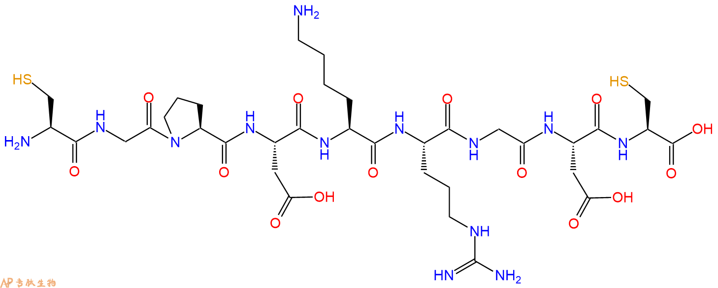 专肽生物产品H2N-Cys-Gly-Pro-Asp-Lys-Arg-Gly-Asp-Cys-COOH