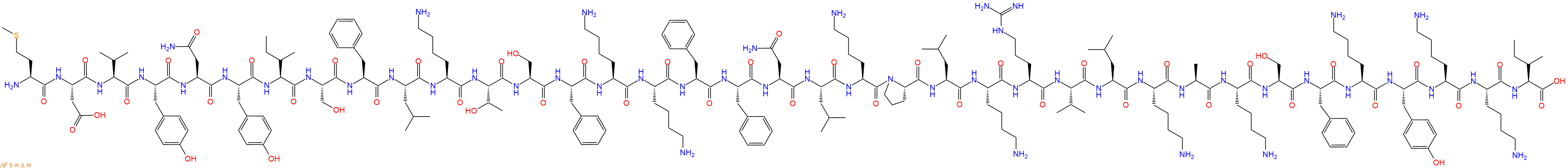 专肽生物产品H2N-Met-Asp-Val-Tyr-Asn-Tyr-Ile-Ser-Phe-Leu-Lys-Thr-Ser-Phe-Lys-Lys-Phe-Phe-Asn-Leu-Lys-Pro-Leu-Lys-Arg-Val-Leu-Lys-Ala-Lys-Ser-Phe-Lys-Tyr-Lys-Lys-Ile-COOH