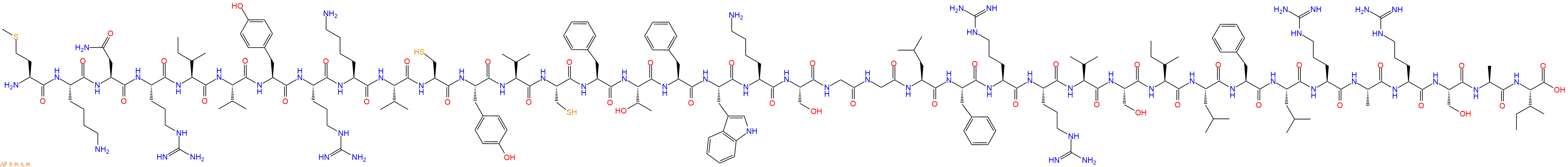 专肽生物产品H2N-Met-Lys-Asn-Arg-Ile-Val-Tyr-Arg-Lys-Val-Cys-Tyr-Val-Cys-Phe-Thr-Phe-Trp-Lys-Ser-Gly-Gly-Leu-Phe-Arg-Arg-Val-Ser-Ile-Leu-Phe-Leu-Arg-Ala-Arg-Ser-Ala-Ile-COOH