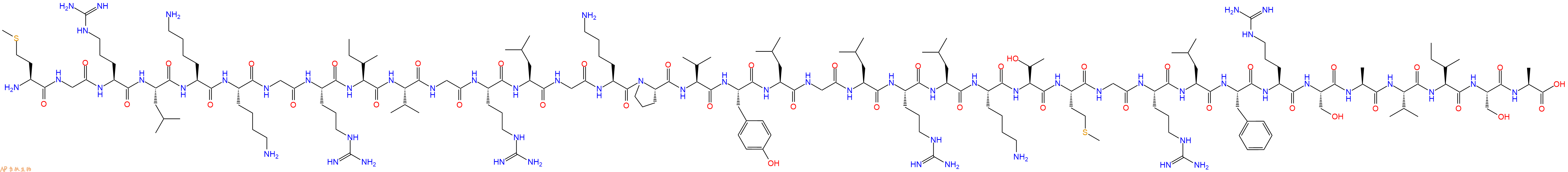 专肽生物产品H2N-Met-Gly-Arg-Leu-Lys-Lys-Gly-Arg-Ile-Val-Gly-Arg-Leu-Gly-Lys-Pro-Val-Tyr-Leu-Gly-Leu-Arg-Leu-Lys-Thr-Met-Gly-Arg-Leu-Phe-Arg-Ser-Ala-Val-Ile-Ser-Ala-COOH