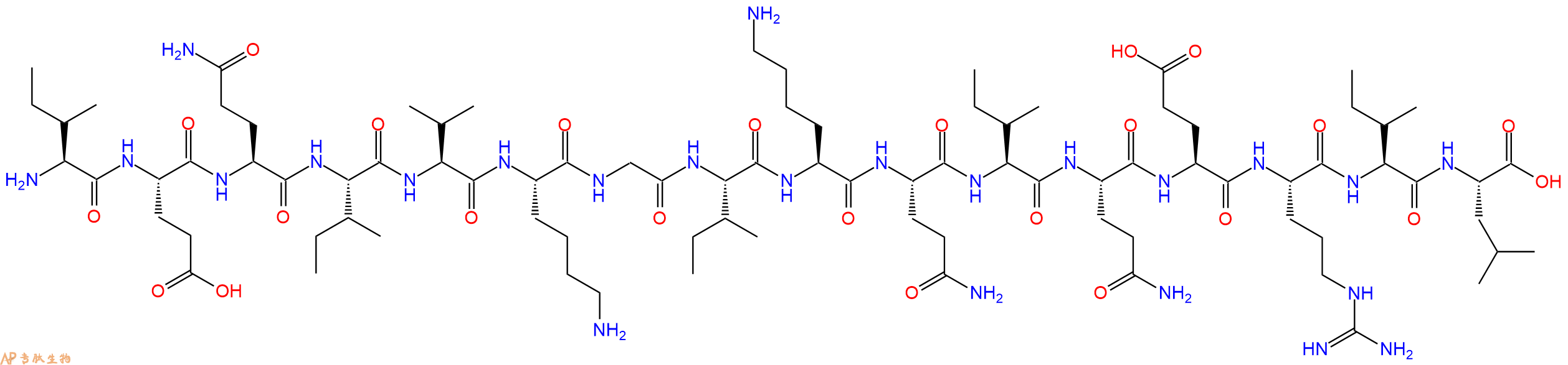 专肽生物产品H2N-Ile-Glu-Gln-Ile-Val-Lys-Gly-Ile-Lys-Gln-Ile-Gln-Glu-Arg-Ile-Leu-COOH