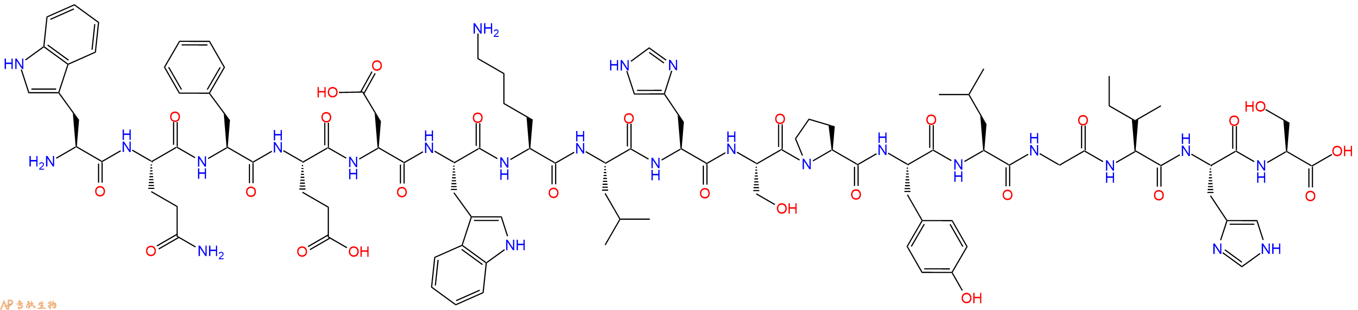 专肽生物产品H2N-Trp-Gln-Phe-Glu-Asp-Trp-Lys-Leu-His-Ser-Pro-Tyr-Leu-Gly-Ile-His-Ser-COOH