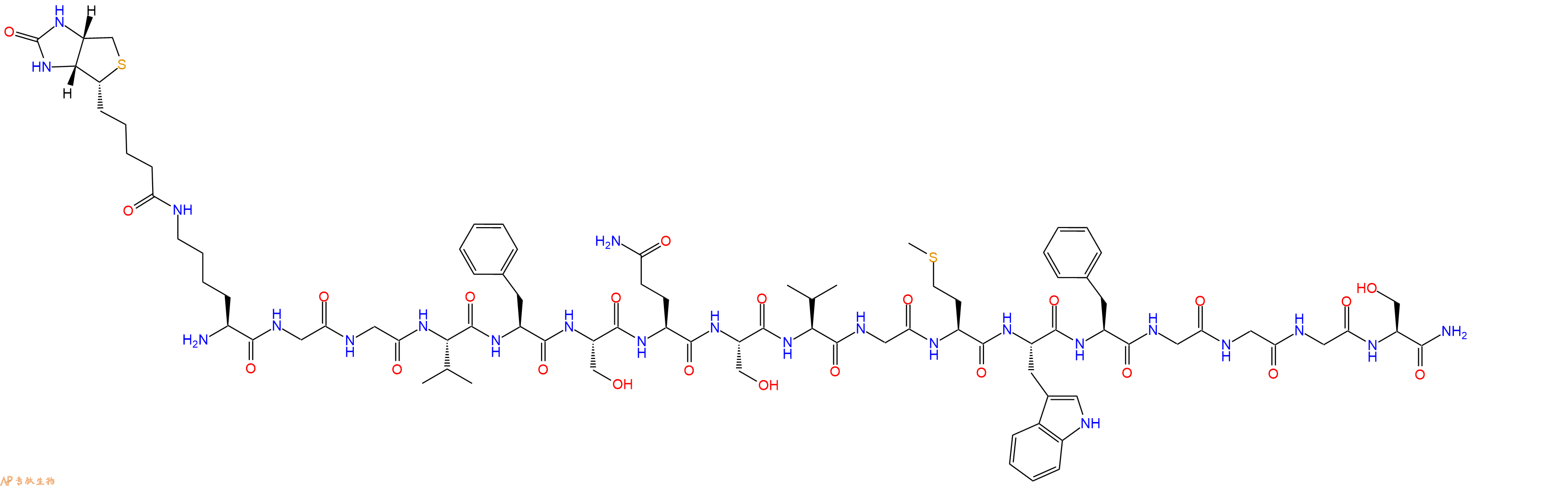 专肽生物产品H2N-Lys(Biotin)-Gly-Gly-Val-Phe-Ser-Gln-Ser-Val-Gly-Met-Trp-Phe-Gly-Gly-Gly-Ser-NH2