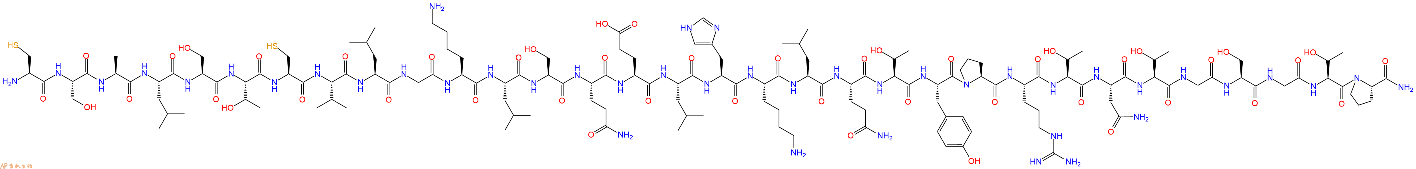 专肽生物产品H2N-Cys-Ser-Ala-Leu-Ser-Thr-Cys-Val-Leu-Gly-Lys-Leu-Ser-Gln-Glu-Leu-His-Lys-Leu-Gln-Thr-Tyr-Pro-Arg-Thr-Asn-Thr-Gly-Ser-Gly-Thr-Pro-NH2