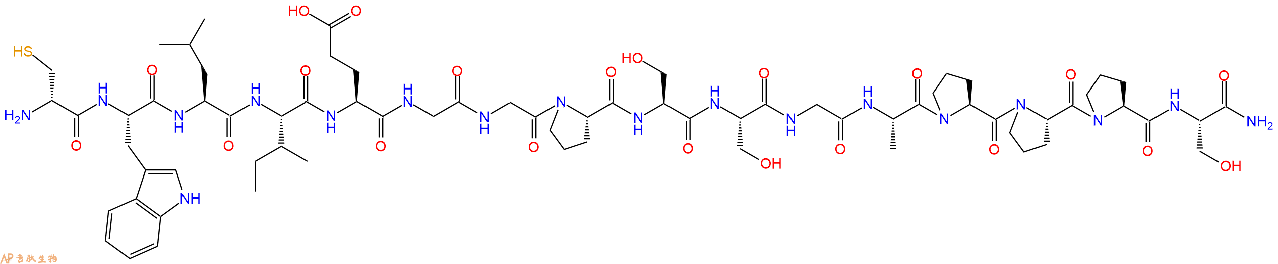 专肽生物产品H2N-DCys-Trp-Leu-Ile-Glu-Gly-Gly-Pro-Ser-Ser-Gly-Ala-Pro-Pro-Pro-Ser-NH2