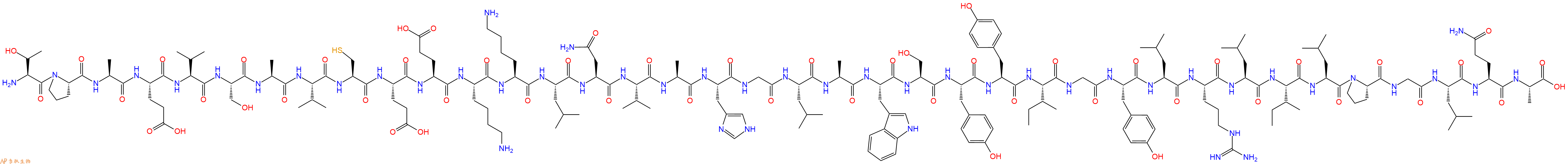 专肽生物产品H2N-Thr-Pro-Ala-Glu-Val-Ser-Ala-Val-Cys-Glu-Glu-Lys-Lys-Leu-Asn-Val-Ala-His-Gly-Leu-Ala-Trp-Ser-Tyr-Tyr-Ile-Gly-Tyr-Leu-Arg-Leu-Ile-Leu-Pro-Gly-Leu-Gln-Ala-COOH