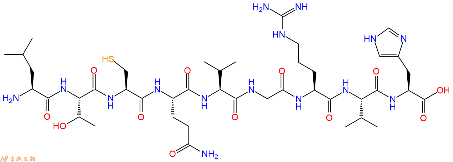 专肽生物产品H2N-Leu-Thr-Cys-Gln-Val-Gly-Arg-Val-His-COOH