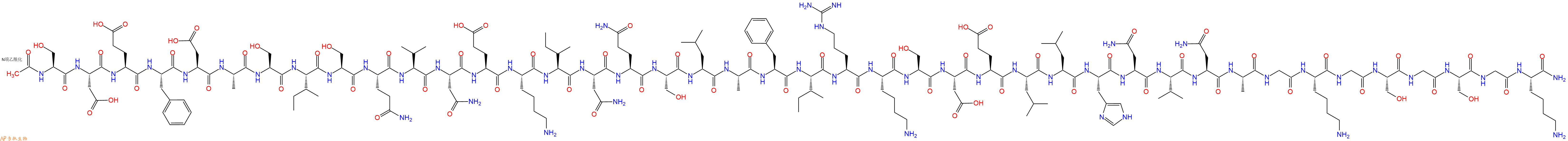 专肽生物产品Ac-Ser-Asp-Glu-Phe-Asp-Ala-Ser-Ile-Ser-Gln-Val-Asn-Glu-Lys-Ile-Asn-Gln-Ser-Leu-Ala-Phe-Ile-Arg-Lys-Ser-Asp-Glu-Leu-Leu-His-Asn-Val-Asn-Ala-Gly-Lys-Gly-Ser-Gly-Ser-Gly-Lys-NH2