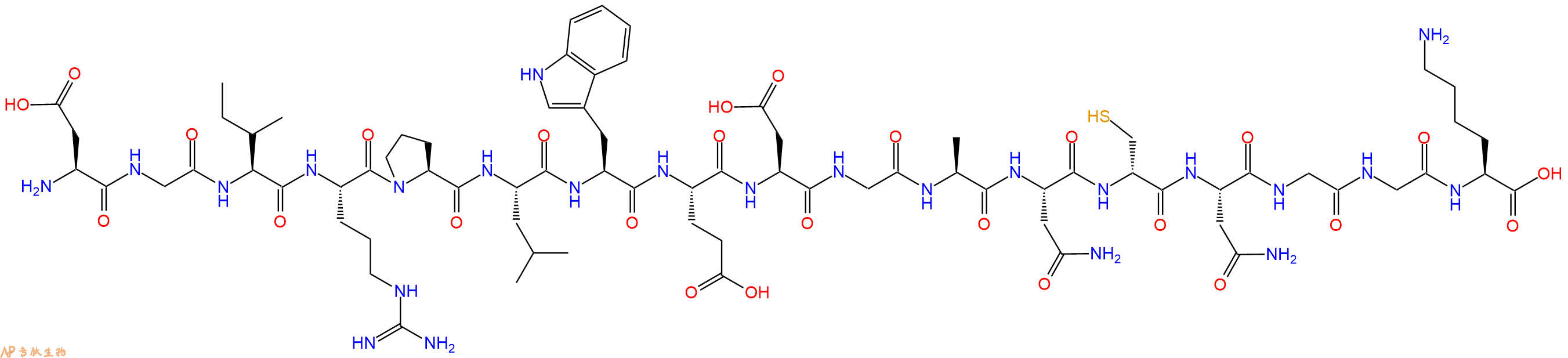 专肽生物产品H2N-Asp-Gly-Ile-Arg-Pro-Leu-Trp-Glu-Asp-Gly-Ala-Asn-DCys-Asn-Gly-Gly-Lys-COOH