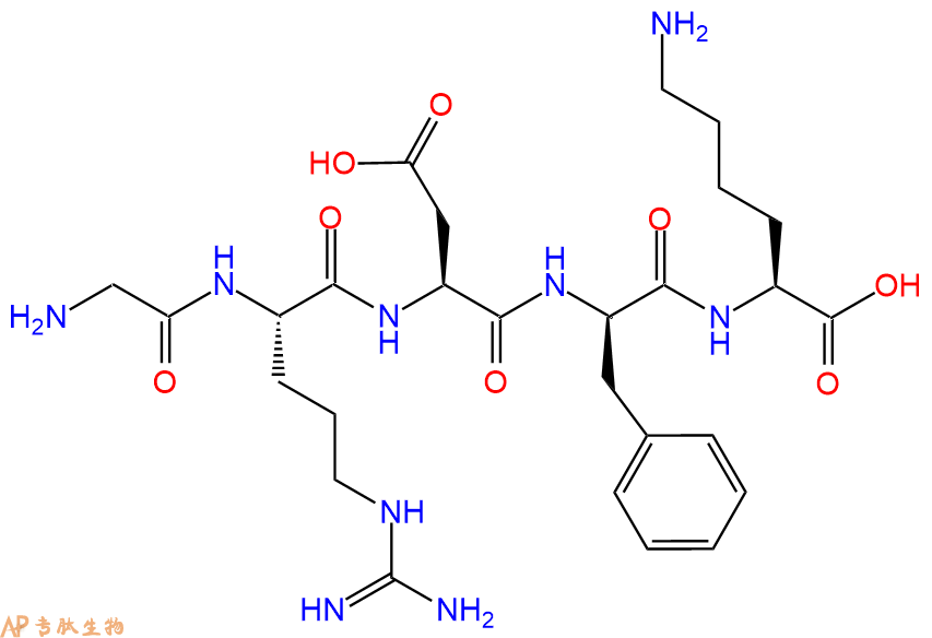 专肽生物产品H2N-Gly-Arg-Asp-DPhe-Lys-COOH