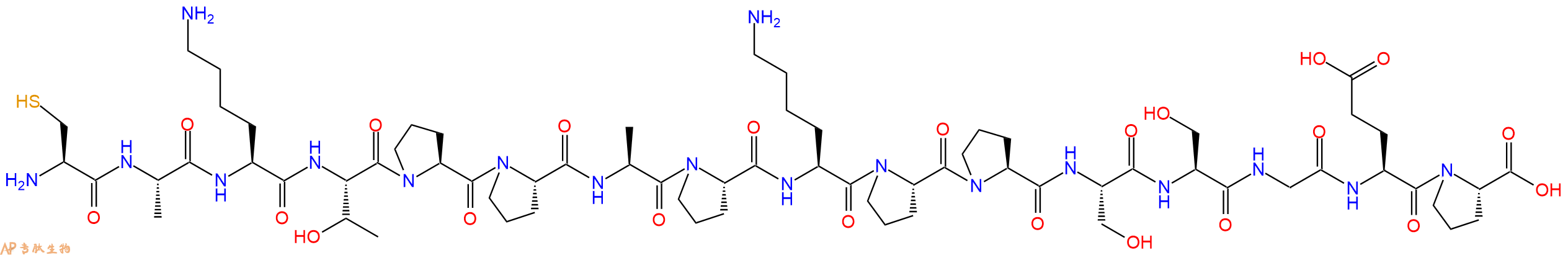 专肽生物产品H2N-Cys-Ala-Lys-Thr-Pro-Pro-Ala-Pro-Lys-Pro-Pro-Ser-Ser-Gly-Glu-Pro-COOH