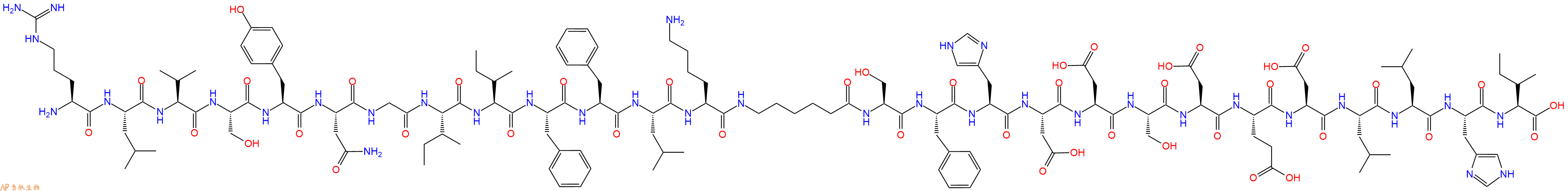 专肽生物产品H2N-Arg-Leu-Val-Ser-Tyr-Asn-Gly-Ile-Ile-Phe-Phe-Leu-Lys-Ahx-Ser-Phe-His-Asp-Asp-Ser-Asp-Glu-Asp-Leu-Leu-His-Ile-COOH