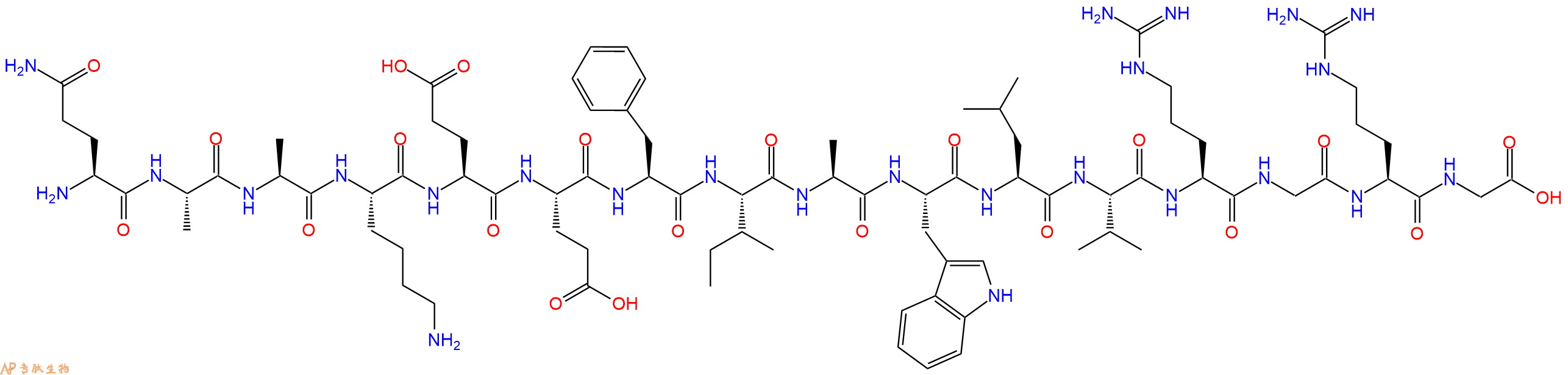 专肽生物产品H2N-Gln-Ala-Ala-Lys-Glu-Glu-Phe-Ile-Ala-Trp-Leu-Val-Arg-Gly-Arg-Gly-COOH