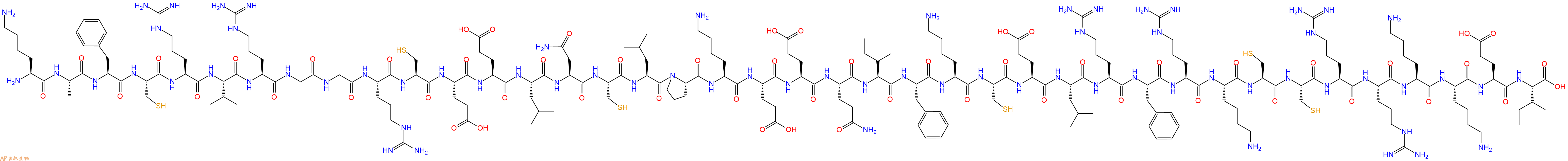 专肽生物产品H2N-Lys-Ala-Phe-Cys-Arg-Val-Arg-Gly-Gly-Arg-Cys-Glu-Glu-Leu-Asn-Cys-Leu-Pro-Lys-Glu-Glu-Gln-Ile-Phe-Lys-Cys-Glu-Leu-Arg-Phe-Arg-Lys-Cys-Cys-Arg-Arg-Lys-Lys-Glu-Ile-COOH