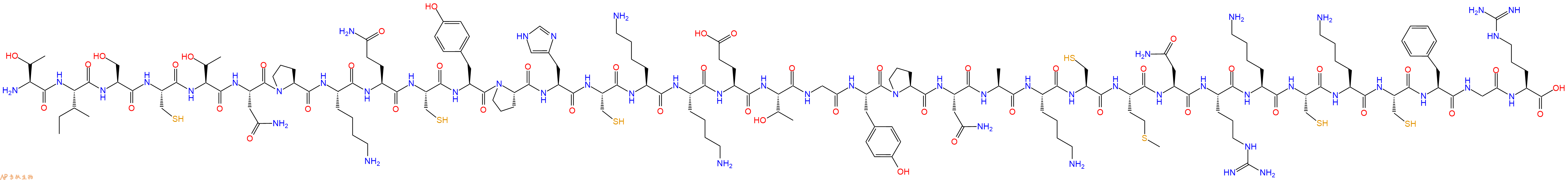专肽生物产品H2N-Thr-Ile-Ser-Cys-Thr-Asn-Pro-Lys-Gln-Cys-Tyr-Pro-His-Cys-Lys-Lys-Glu-Thr-Gly-Tyr-Pro-Asn-Ala-Lys-Cys-Met-Asn-Arg-Lys-Cys-Lys-Cys-Phe-Gly-Arg-COOH