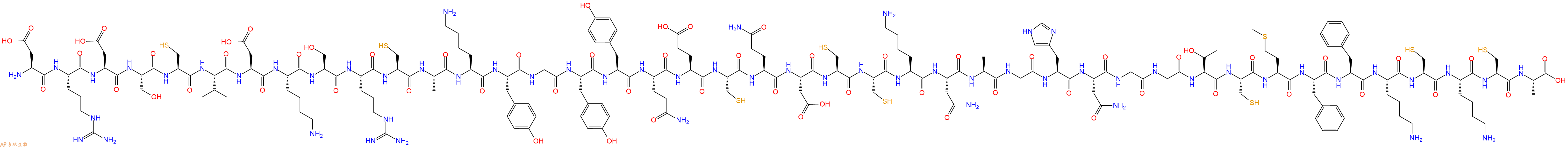 专肽生物产品H2N-Asp-Arg-Asp-Ser-Cys-Val-Asp-Lys-Ser-Arg-Cys-Ala-Lys-Tyr-Gly-Tyr-Tyr-Gln-Glu-Cys-Gln-Asp-Cys-Cys-Lys-Asn-Ala-Gly-His-Asn-Gly-Gly-Thr-Cys-Met-Phe-Phe-Lys-Cys-Lys-Cys-Ala-COOH