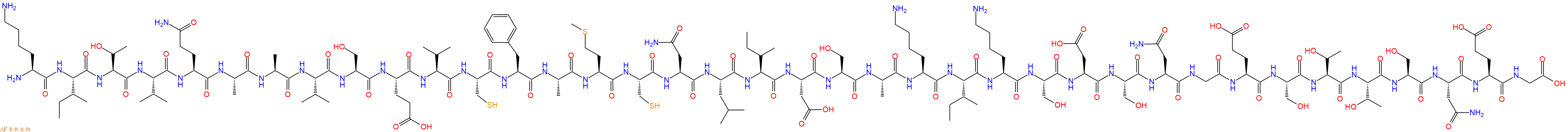 专肽生物产品H2N-Lys-Ile-Thr-Val-Gln-Ala-Ala-Val-Ser-Glu-Val-Cys-Phe-Ala-Met-Cys-Asn-Leu-Ile-Asp-Ser-Ala-Lys-Ile-Lys-Ser-Asp-Ser-Asn-Gly-Glu-Ser-Thr-Thr-Ser-Asn-Glu-Gly-COOH