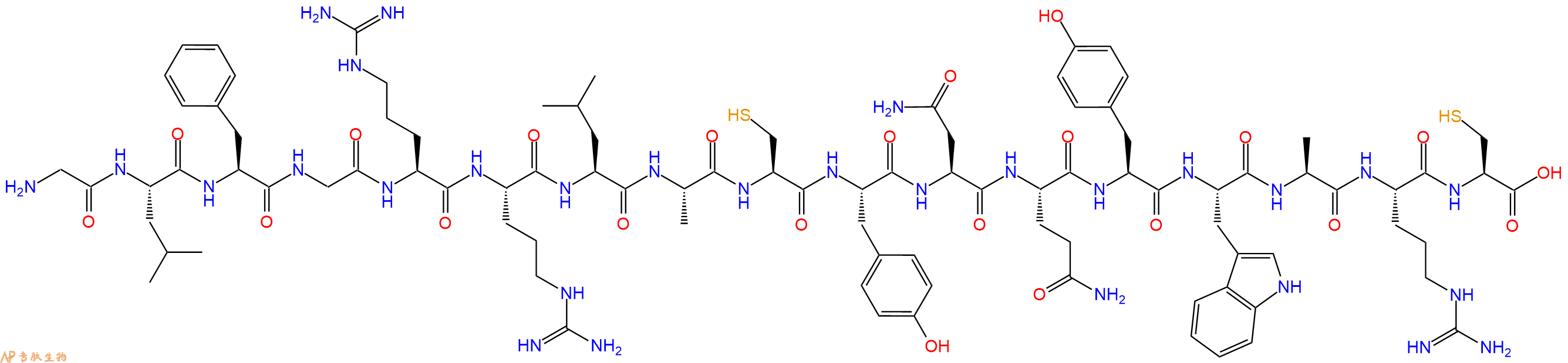 专肽生物产品H2N-Gly-Leu-Phe-Gly-Arg-Arg-Leu-Ala-Cys-Tyr-Asn-Gln-Tyr-Trp-Ala-Arg-Cys-COOH