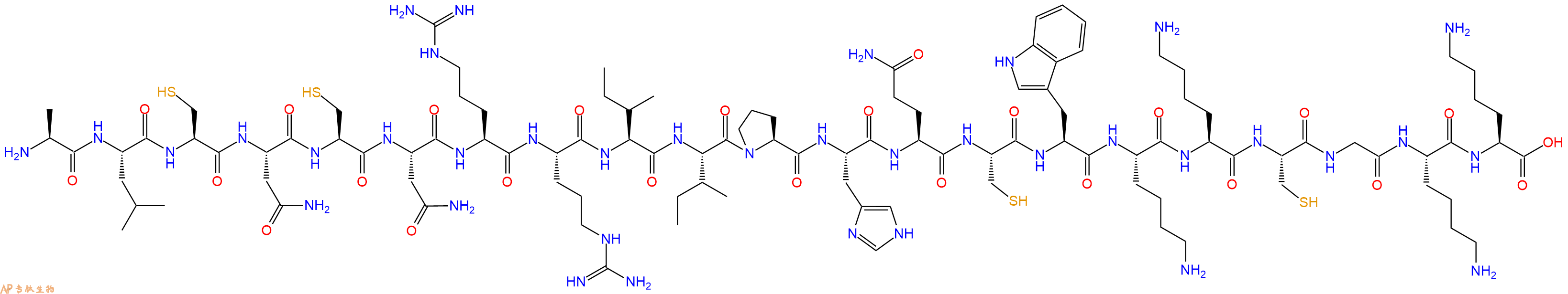专肽生物产品H2N-Ala-Leu-Cys-Asn-Cys-Asn-Arg-Arg-Ile-Ile-Pro-His-Gln-Cys-Trp-Lys-Lys-Cys-Gly-Lys-Lys-COOH