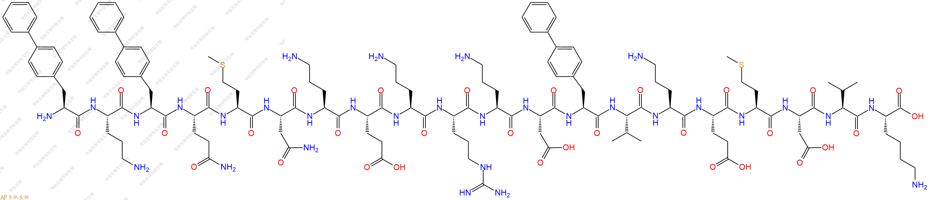 专肽生物产品H2N-Bip-Orn-Bip-Gln-Met-Asn-Orn-Glu-Orn-Arg-Orn-Asp-Bip-Val-Orn-Glu-Met-Asp-Val-Lys-COOH