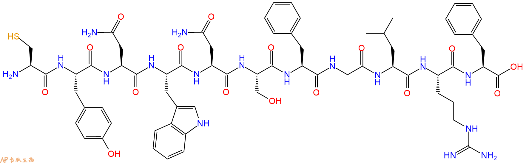 专肽生物产品H2N-Cys-Tyr-Asn-Trp-Asn-Ser-Phe-Gly-Leu-Arg-Phe-COOH