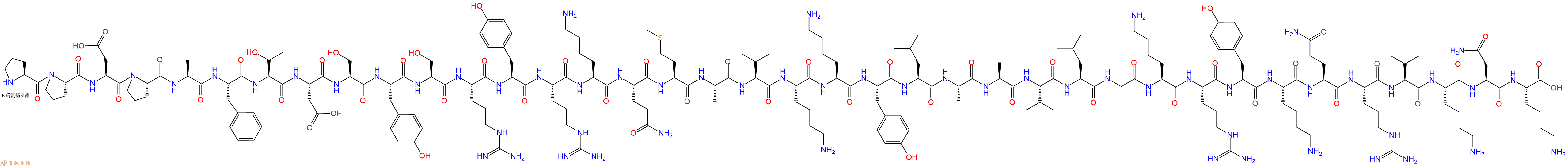 专肽生物产品H2N-Pro-Pro-Asp-Pro-Ala-Phe-Thr-Asp-Ser-Tyr-Ser-Arg-Tyr-Arg-Lys-Gln-Met-Ala-Val-Lys-Lys-Tyr-Leu-Ala-Ala-Val-Leu-Gly-Lys-Arg-Tyr-Lys-Gln-Arg-Val-Lys-Asn-Lys-COOH