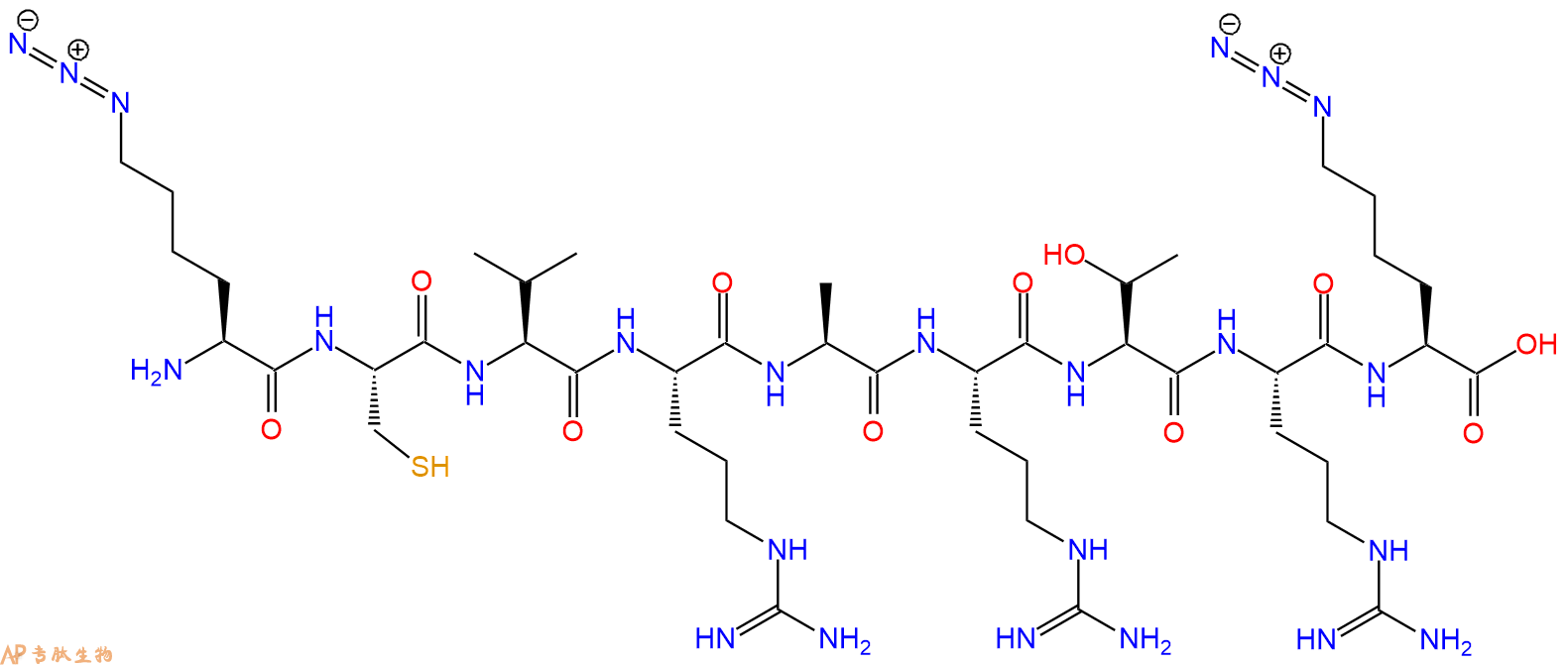 专肽生物产品H2N-Lys(N3)-Cys-Val-Arg-Ala-Arg-Thr-Arg-Lys(N3)-COOH