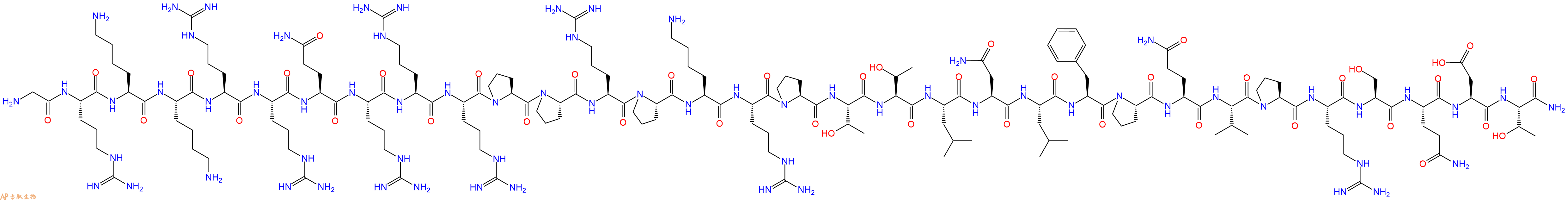 专肽生物产品H2N-Gly-Arg-Lys-Lys-Arg-Arg-Gln-Arg-Arg-Arg-Pro-Pro-Arg-Pro-Lys-Arg-Pro-Thr-Thr-Leu-Asn-Leu-Phe-Pro-Gln-Val-Pro-Arg-Ser-Gln-Asp-Thr-NH2