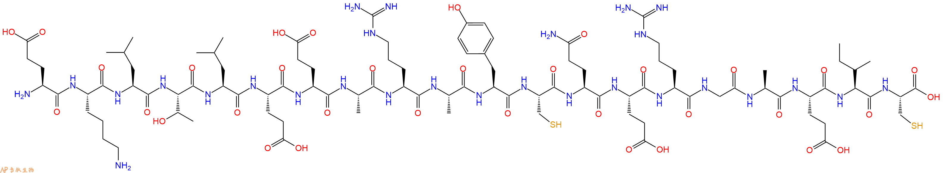 专肽生物产品H2N-Glu-Lys-Leu-Thr-Leu-Glu-Glu-Ala-Arg-Ala-Tyr-Cys-Gln-Glu-Arg-Gly-Ala-Glu-Ile-Cys-COOH