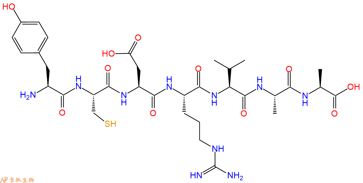 专肽生物产品H2N-Tyr-Cys-Asp-Arg-Val-Ala-Ala-COOH