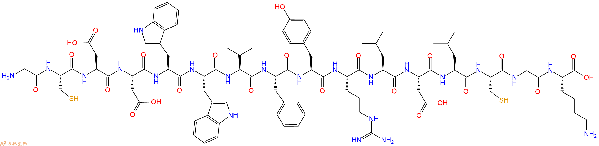 专肽生物产品H2N-Gly-Cys-Asp-Asp-Trp-Trp-Val-Phe-Tyr-Arg-Leu-Asp-Leu-Cys-Gly-Lys-COOH