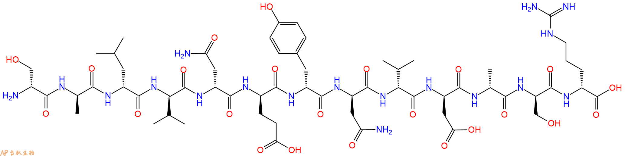 专肽生物产品H2N-DSer-DAla-DLeu-DVal-DAsn-DGlu-DTyr-DAsn-DVal-DAsp-DAla-DSer-DArg-COOH