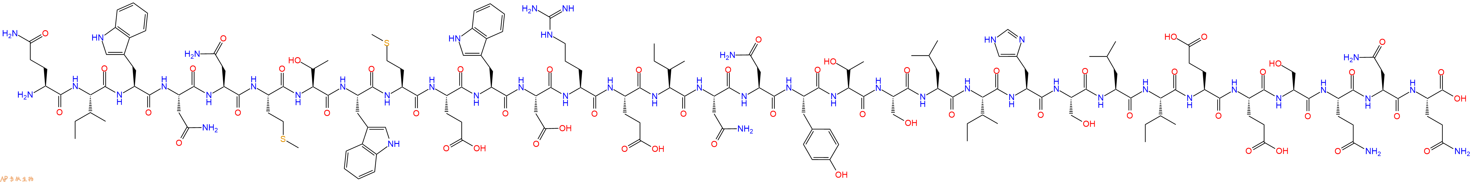 专肽生物产品H2N-Gln-Ile-Trp-Asn-Asn-Met-Thr-Trp-Met-Glu-Trp-Asp-Arg-Glu-Ile-Asn-Asn-Tyr-Thr-Ser-Leu-Ile-His-Ser-Leu-Ile-Glu-Glu-Ser-Gln-Asn-Gln-COOH
