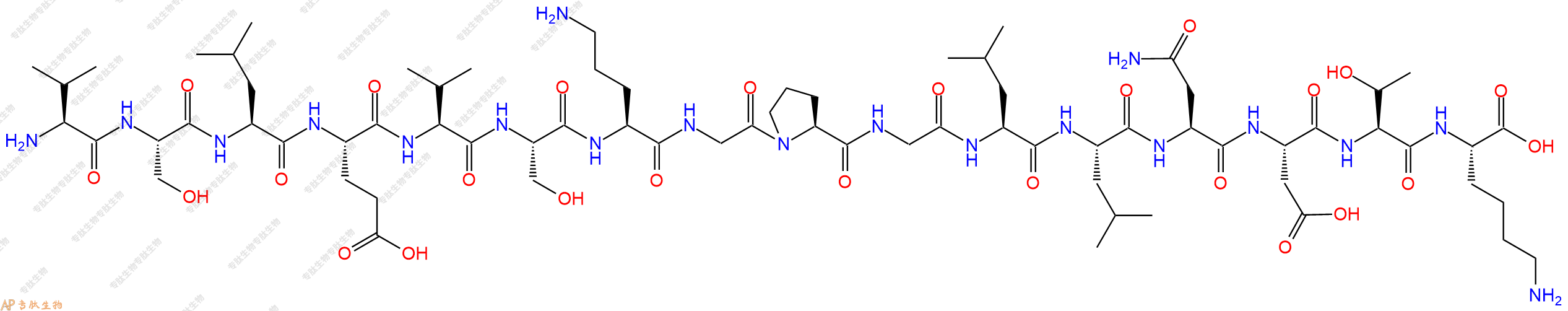 专肽生物产品H2N-Val-Ser-Leu-Glu-Val-Ser-Orn-Gly-Pro-Gly-Leu-Leu-Asn-Asp-Thr-Lys-COOH