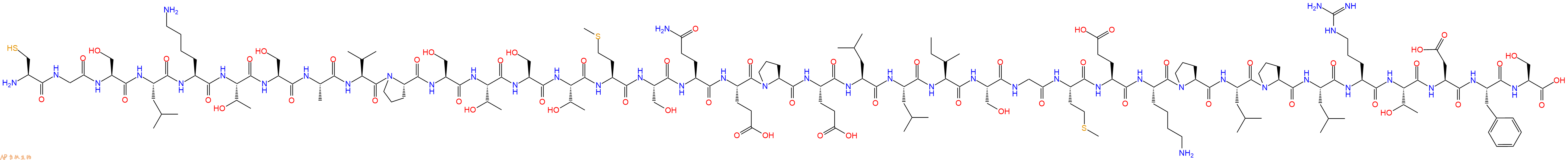 专肽生物产品H2N-Cys-Gly-Ser-Leu-Lys-Thr-Ser-Ala-Val-Pro-Ser-Thr-Ser-Thr-Met-Ser-Gln-Glu-Pro-Glu-Leu-Leu-Ile-Ser-Gly-Met-Glu-Lys-Pro-Leu-Pro-Leu-Arg-Thr-Asp-Phe-Ser-COOH